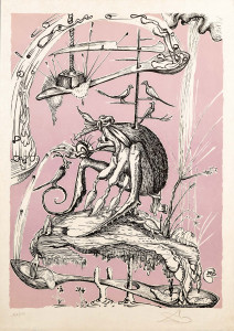 9. Salvador Dali Bez tytułu (kompozycja różowa), z barwnego cyklu Zabawne sny Pantagruela br PDA00143_bez_ramy