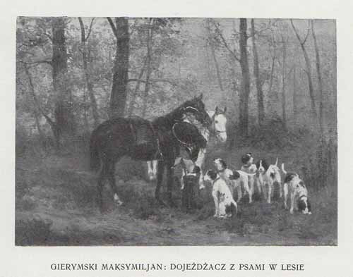 Gierymski Maksymilian Dojeżdżacz z psami w lesie, 100 lat malarstwa